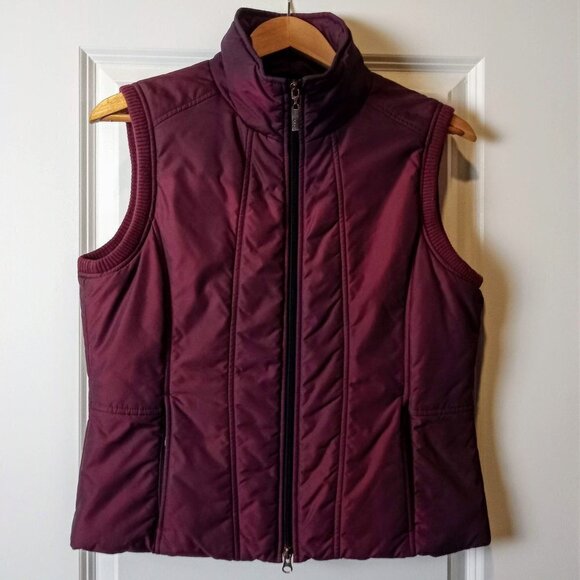 Olsen Europe Burgundy Quilted Ribbed Back Zip Vest - Picture 1 of 8